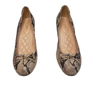 Cole Haan Women's 8.5 Brown Tan Leather Snake Skin Embossed Wedge Heels